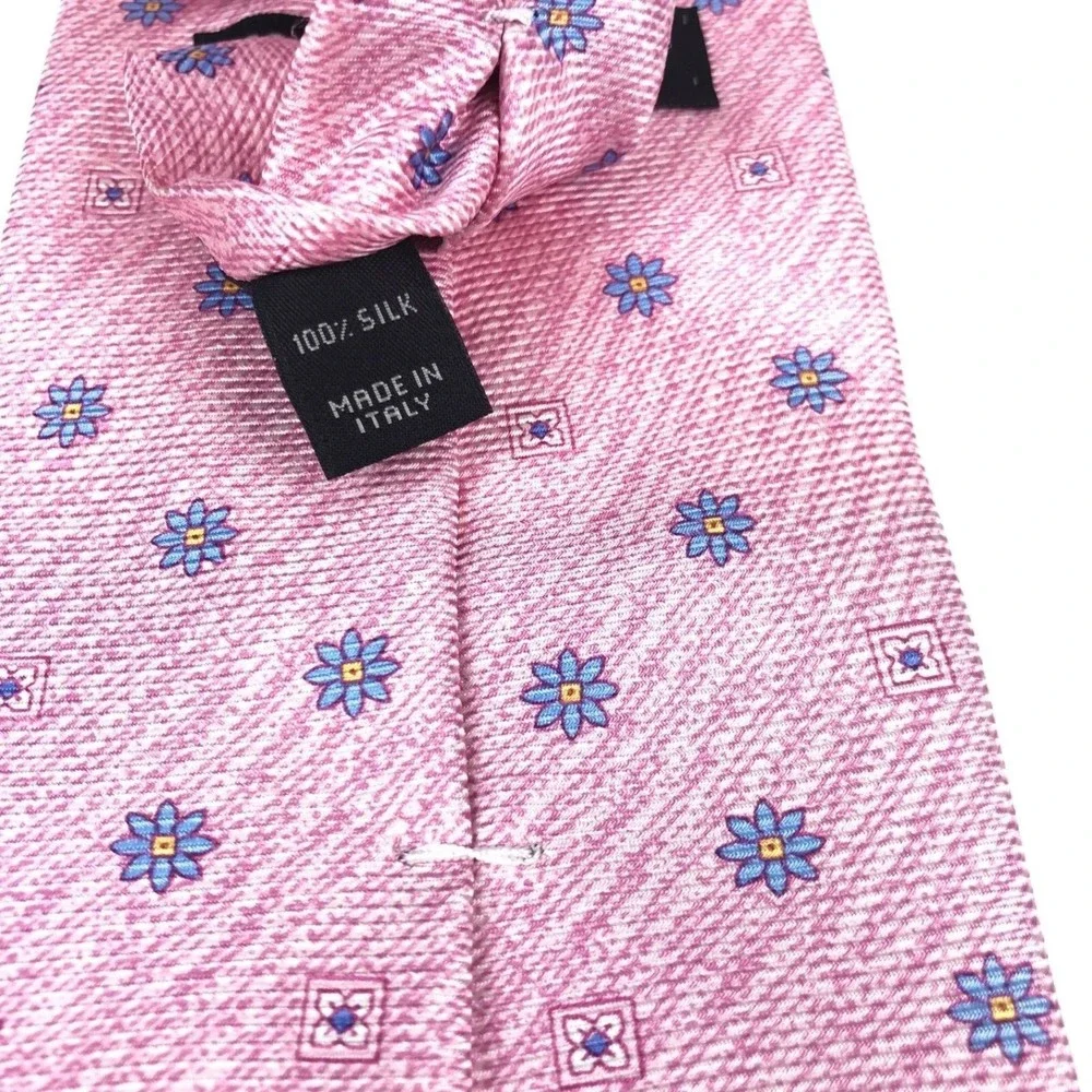 JOS. A. BANK Pink Purple Floral Flower Pattern Elegant 100% Silk Italian Necktie